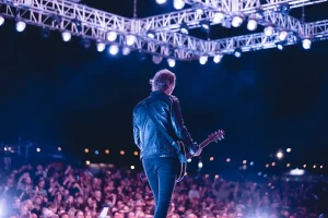 Tribute musician on a big stage